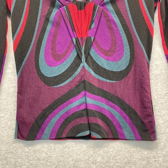 Vivienne Tam Vintage Chinese Opera Mask Print Mesh Top Y2K 90's Womens Medium - Picture 3 of 10